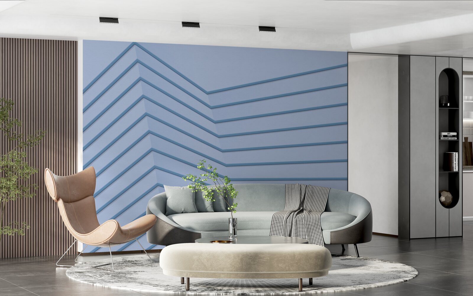 Fototapet liniile albastre sunt abstracte