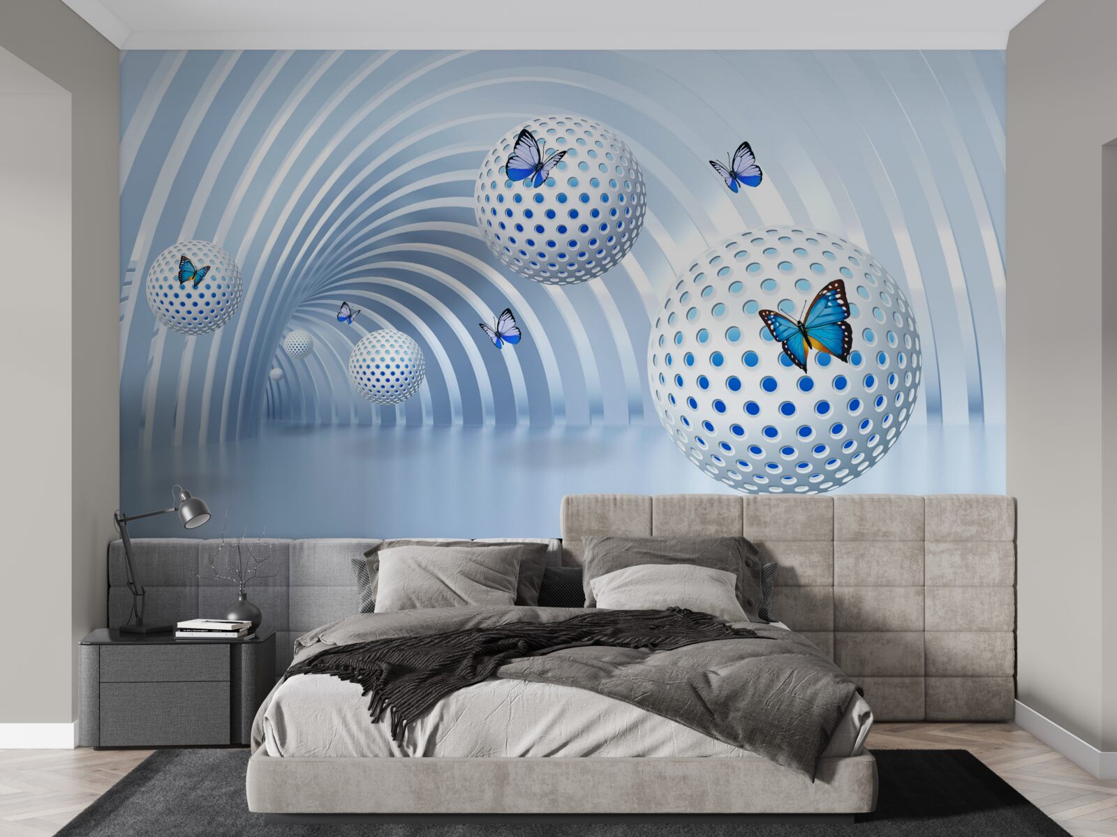 Fototapet bile suspendate în aer în interiorul tunelului