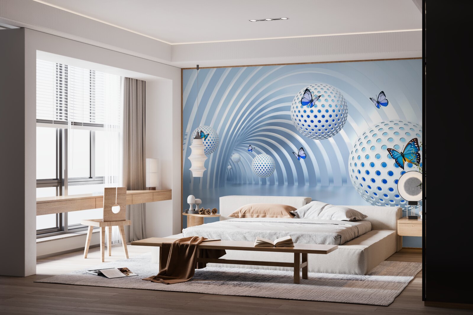 Fototapet bile suspendate în aer în interiorul tunelului