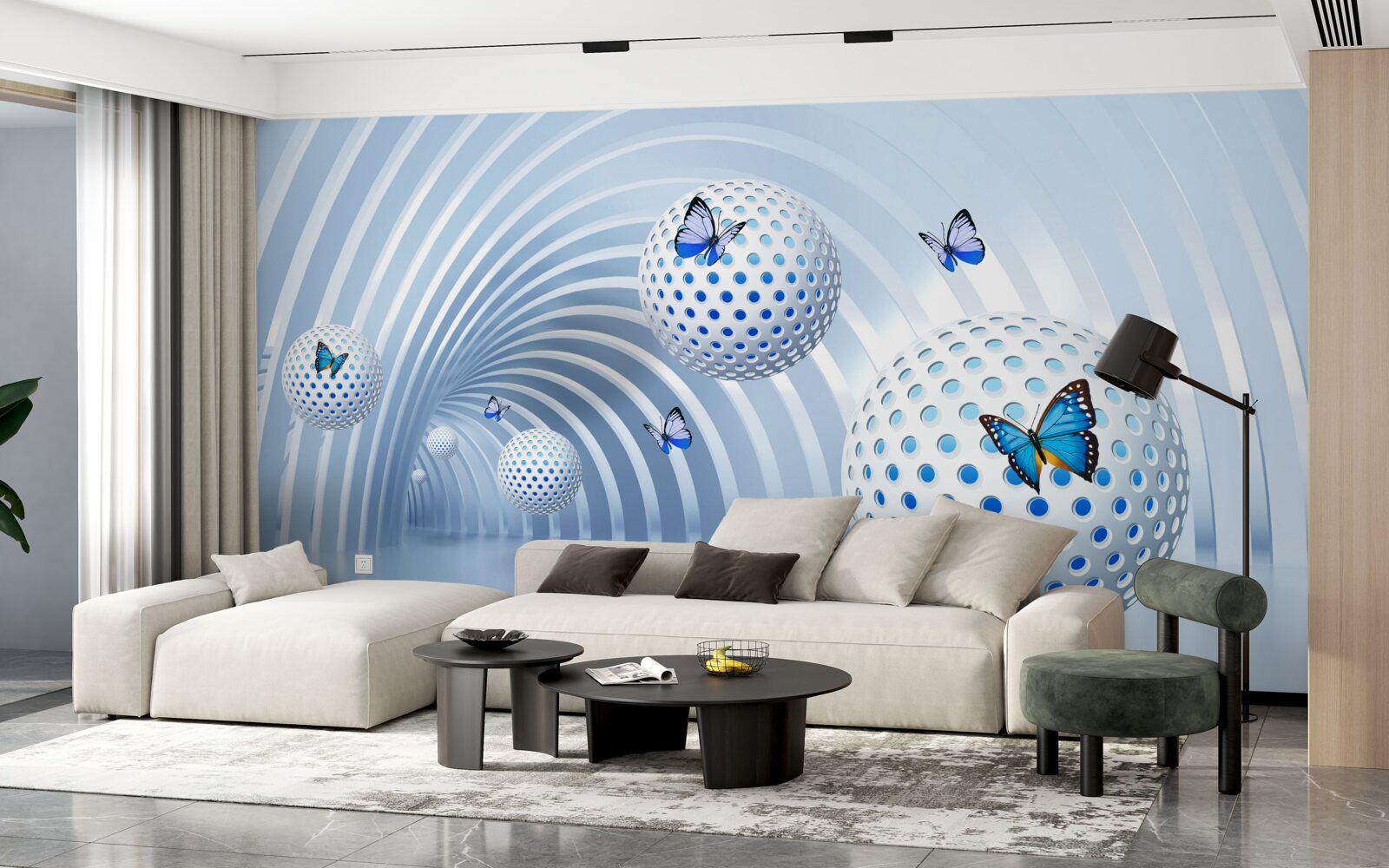 Fototapet bile suspendate în aer în interiorul tunelului