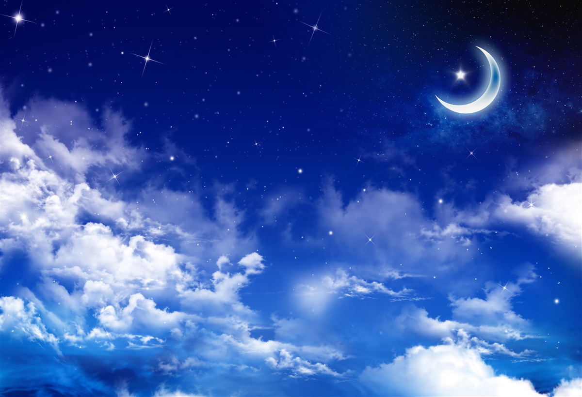 Fototapet noapte sub lună și stele sclipitoare