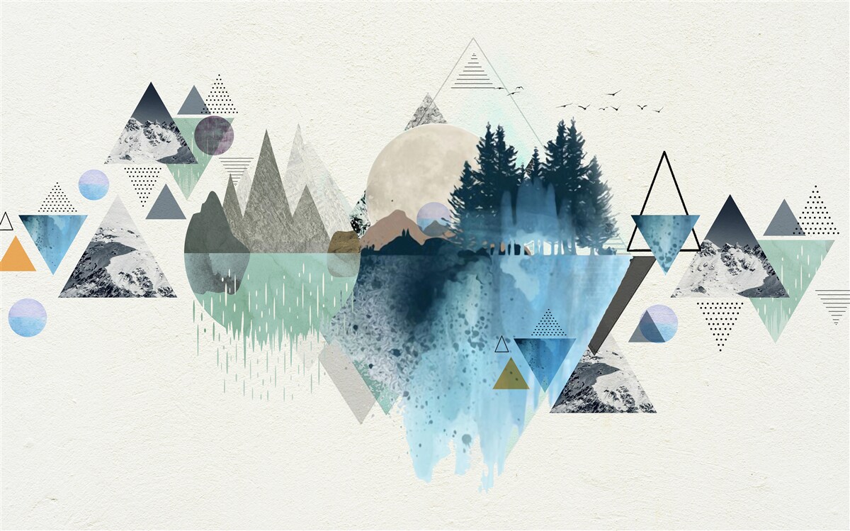 Fototapet geometrie și abstractizare forestieră