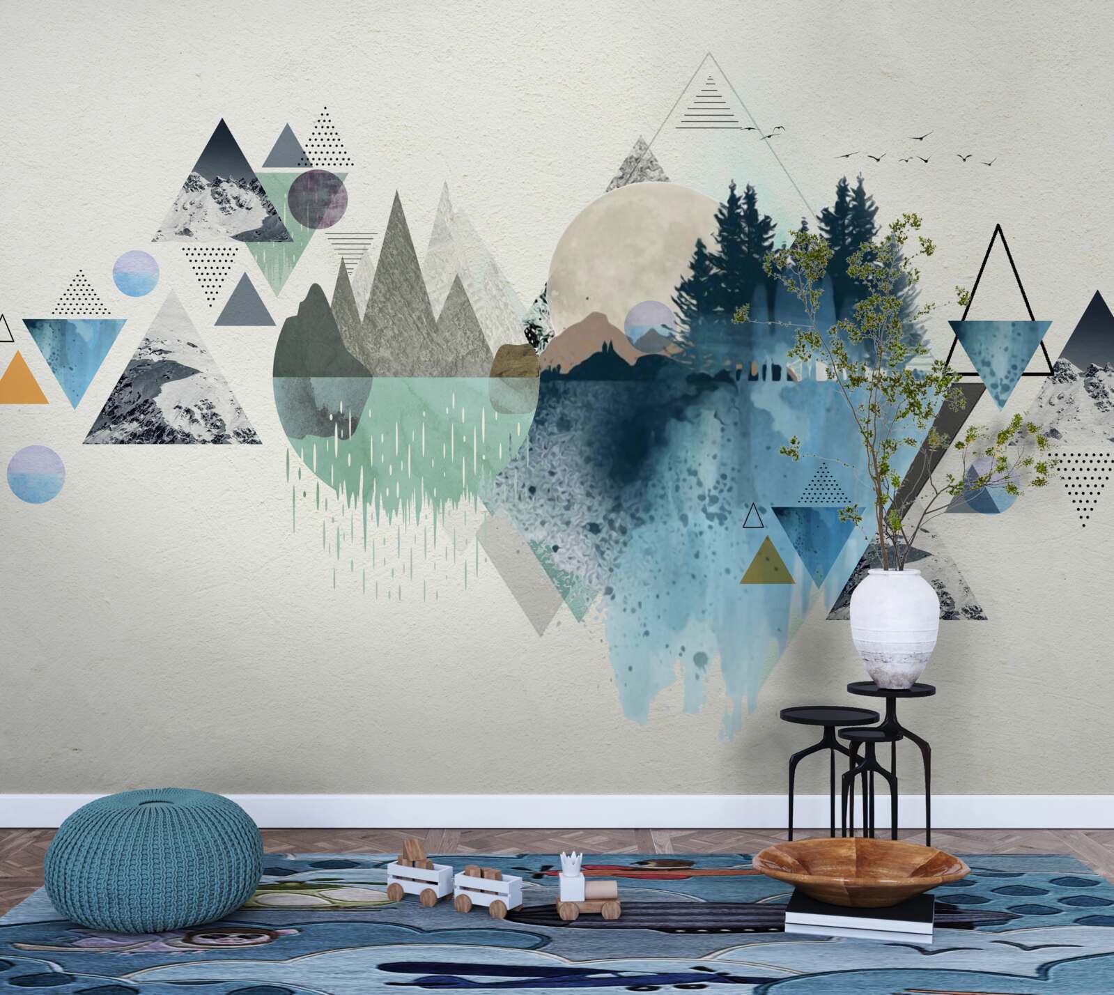 Fototapet geometrie și abstractizare forestieră