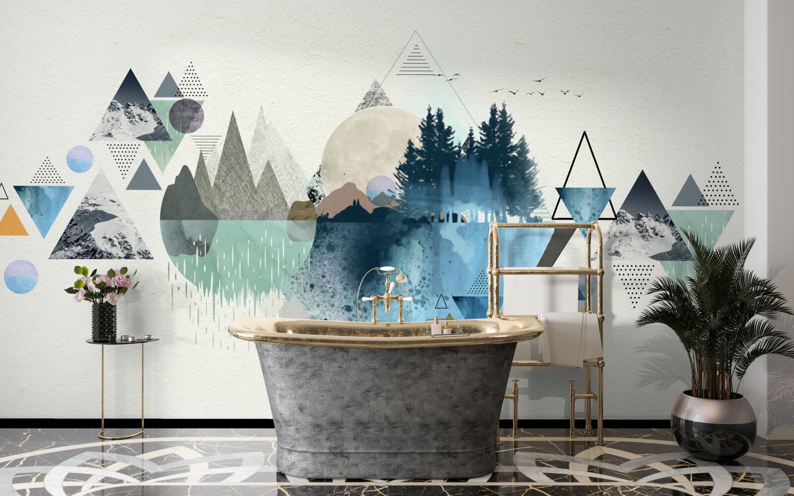 Fototapet geometrie și abstractizare forestieră