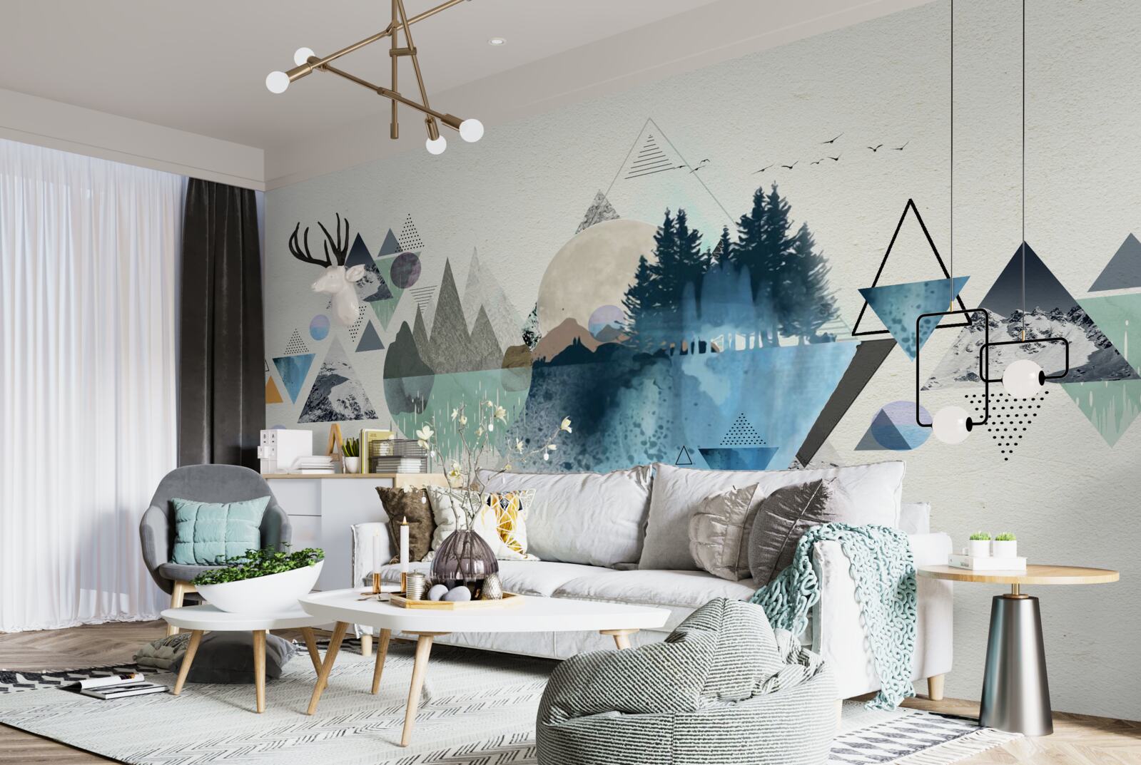 Fototapet geometrie și abstractizare forestieră