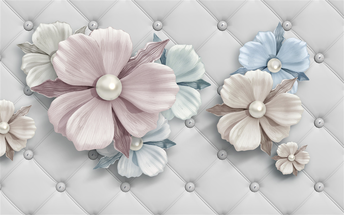 Fototapet textură de flori și mamă de perlă