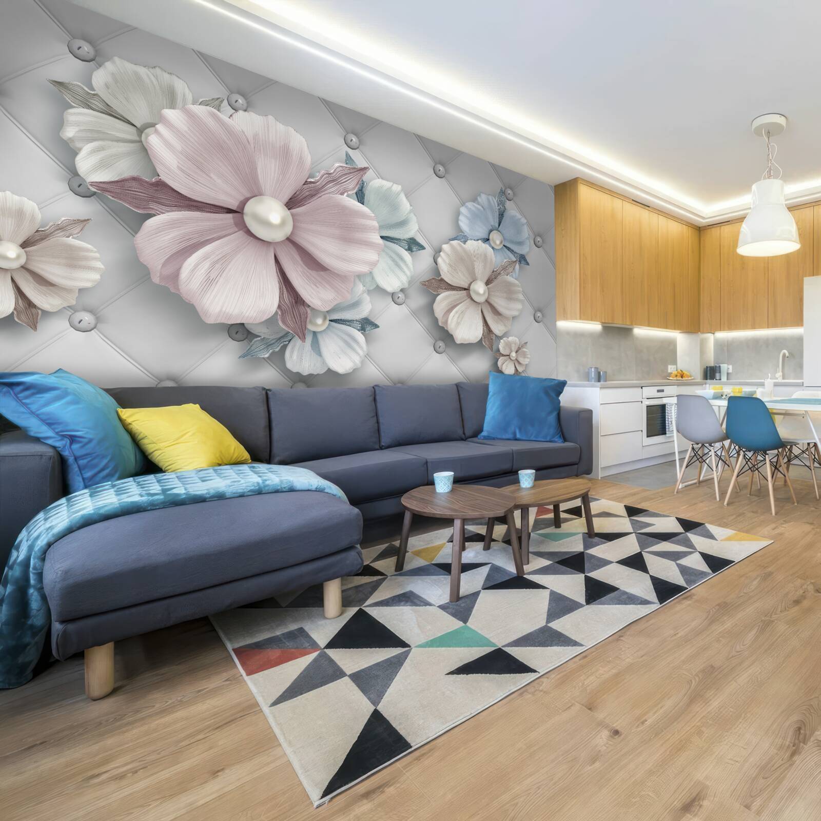 Fototapet textură de flori și mamă de perlă