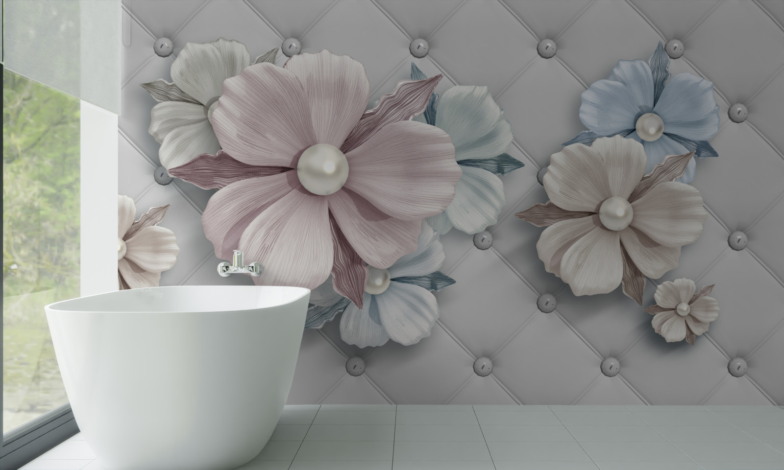 Fototapet textură de flori și mamă de perlă