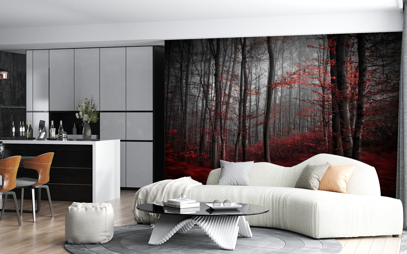 Fototapet peisaj de toamnă în ploaie