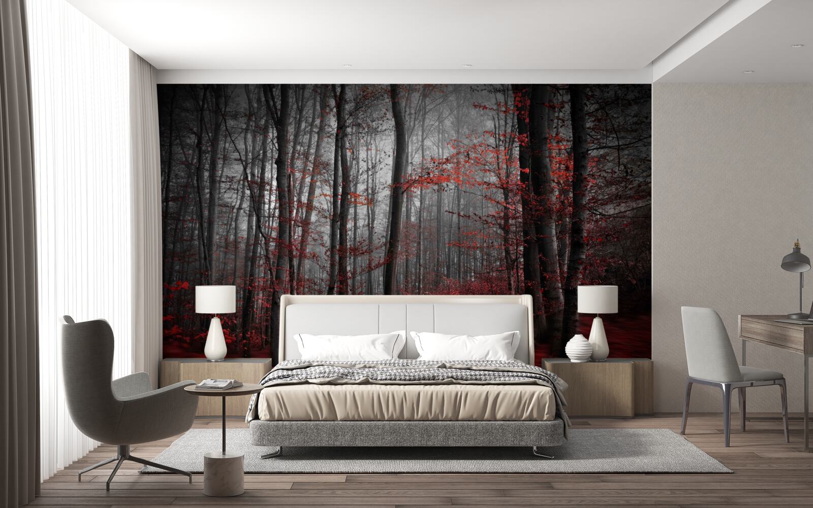 Fototapet peisaj de toamnă în ploaie