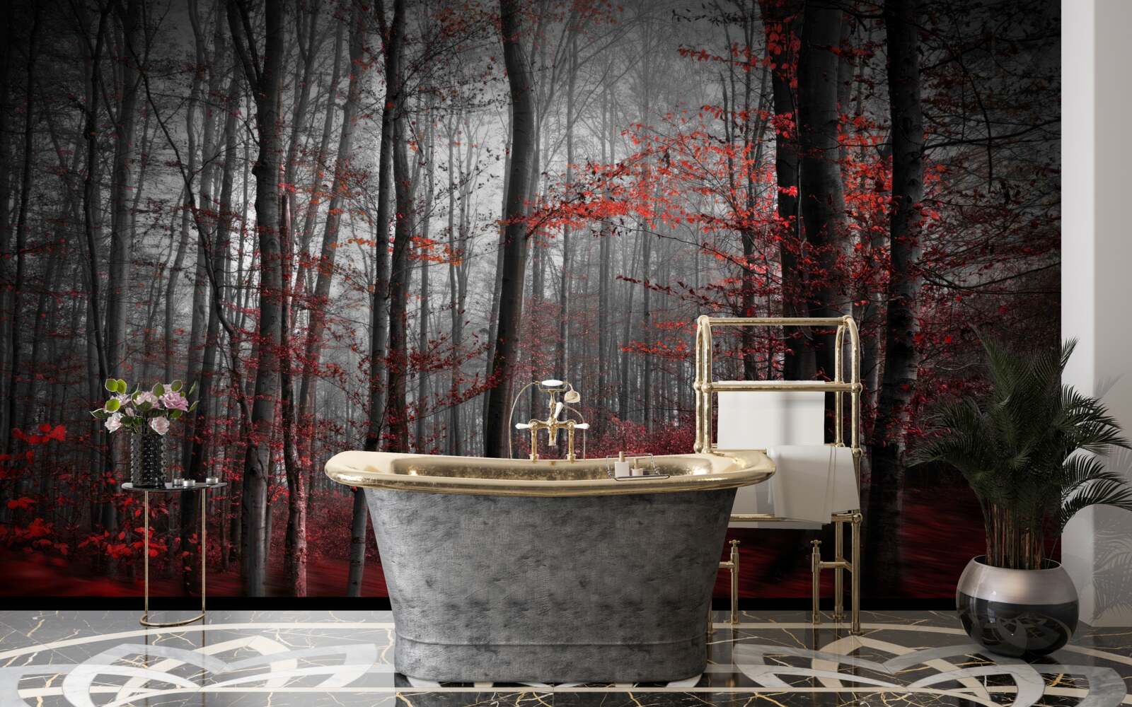 Fototapet peisaj de toamnă în ploaie