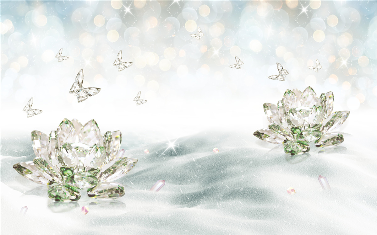 Fototapet flori și fluturi din sticlă