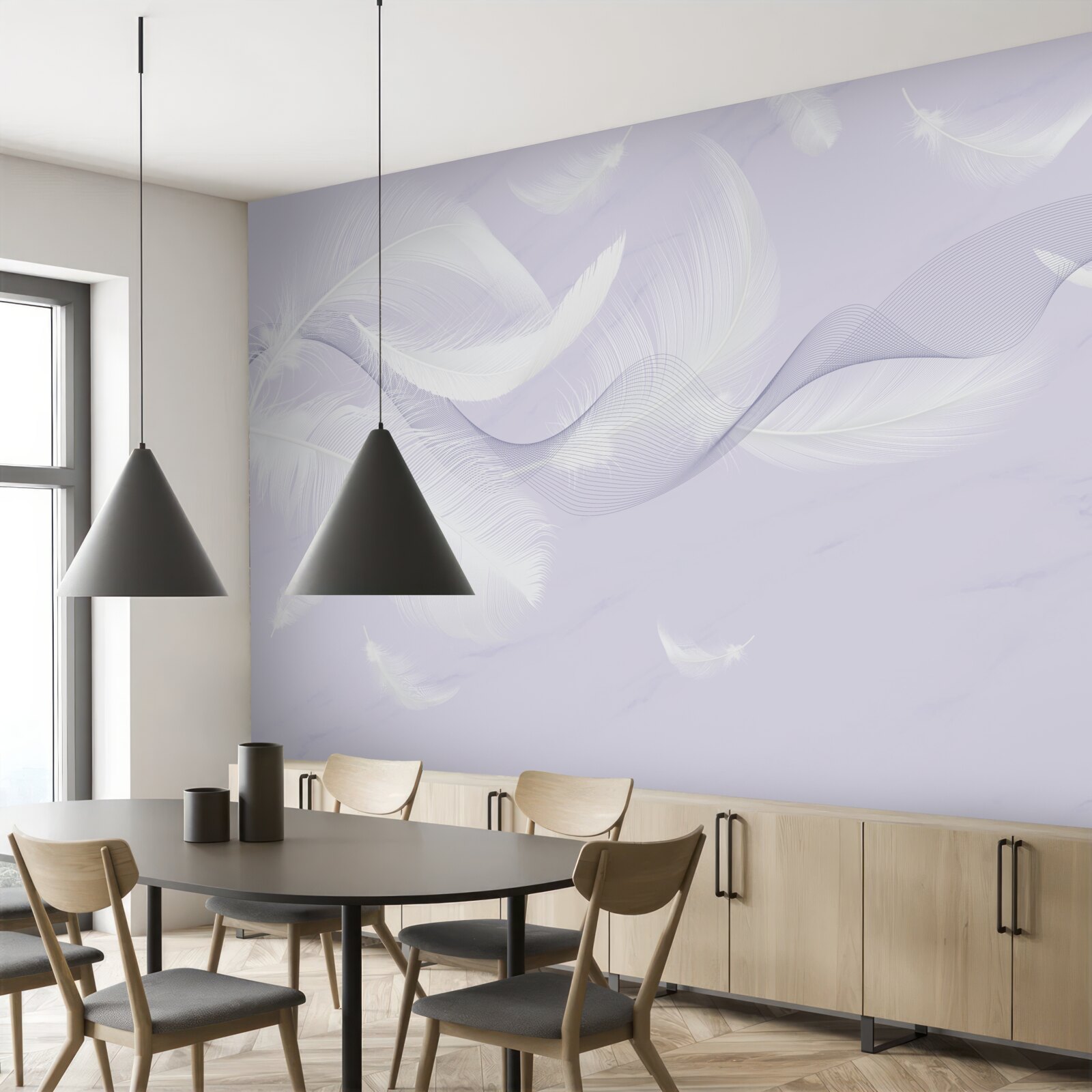 Fototapet Pene albe ca zăpada, aerisite