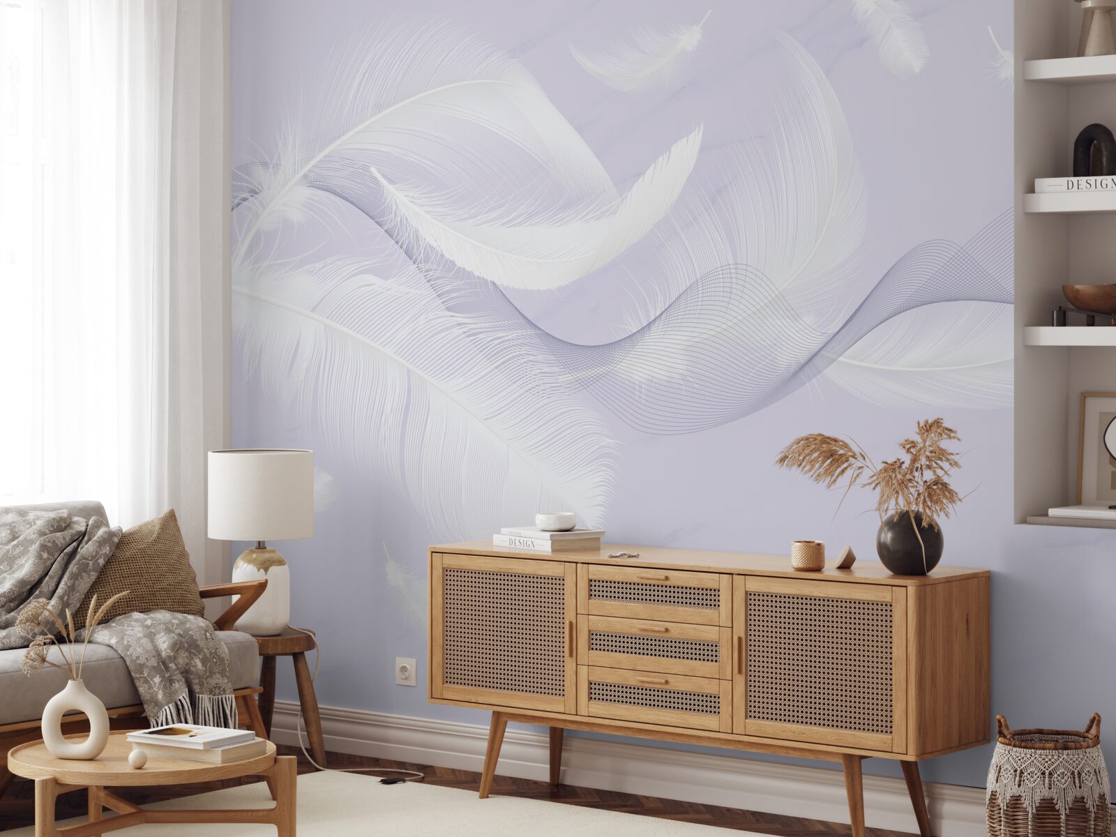 Fototapet Pene albe ca zăpada, aerisite