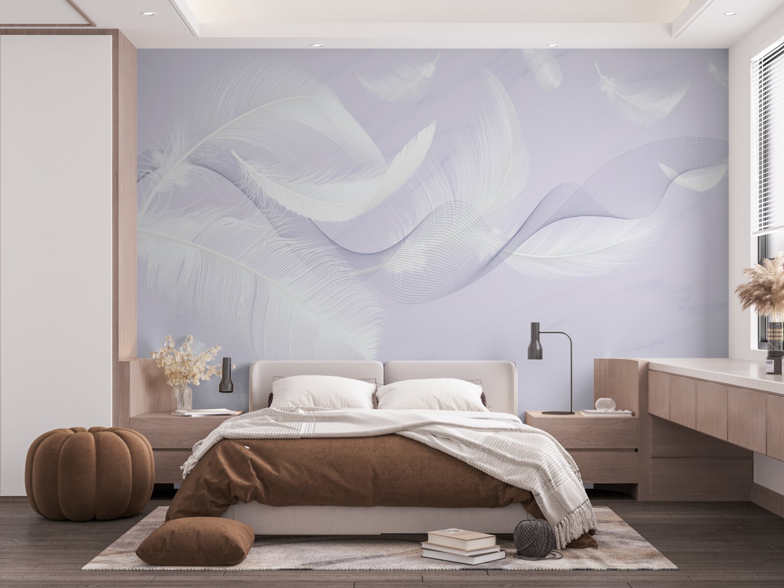 Fototapet Pene albe ca zăpada, aerisite