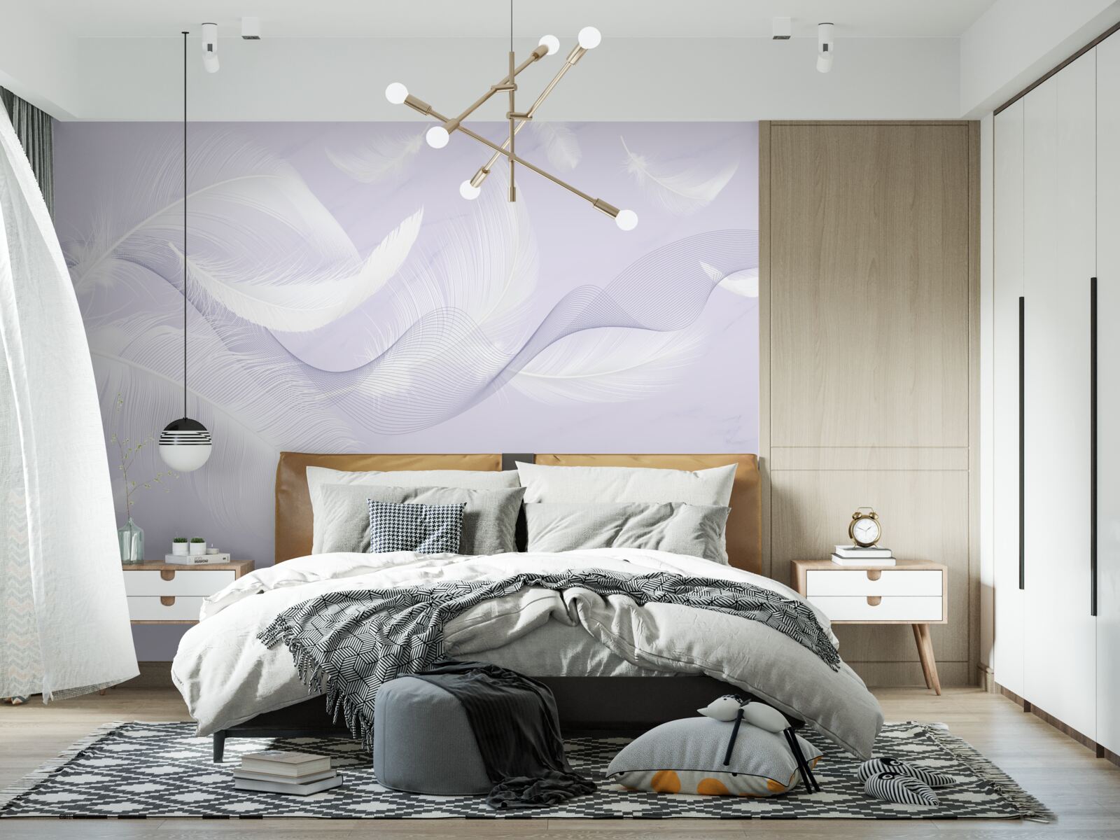 Fototapet Pene albe ca zăpada, aerisite