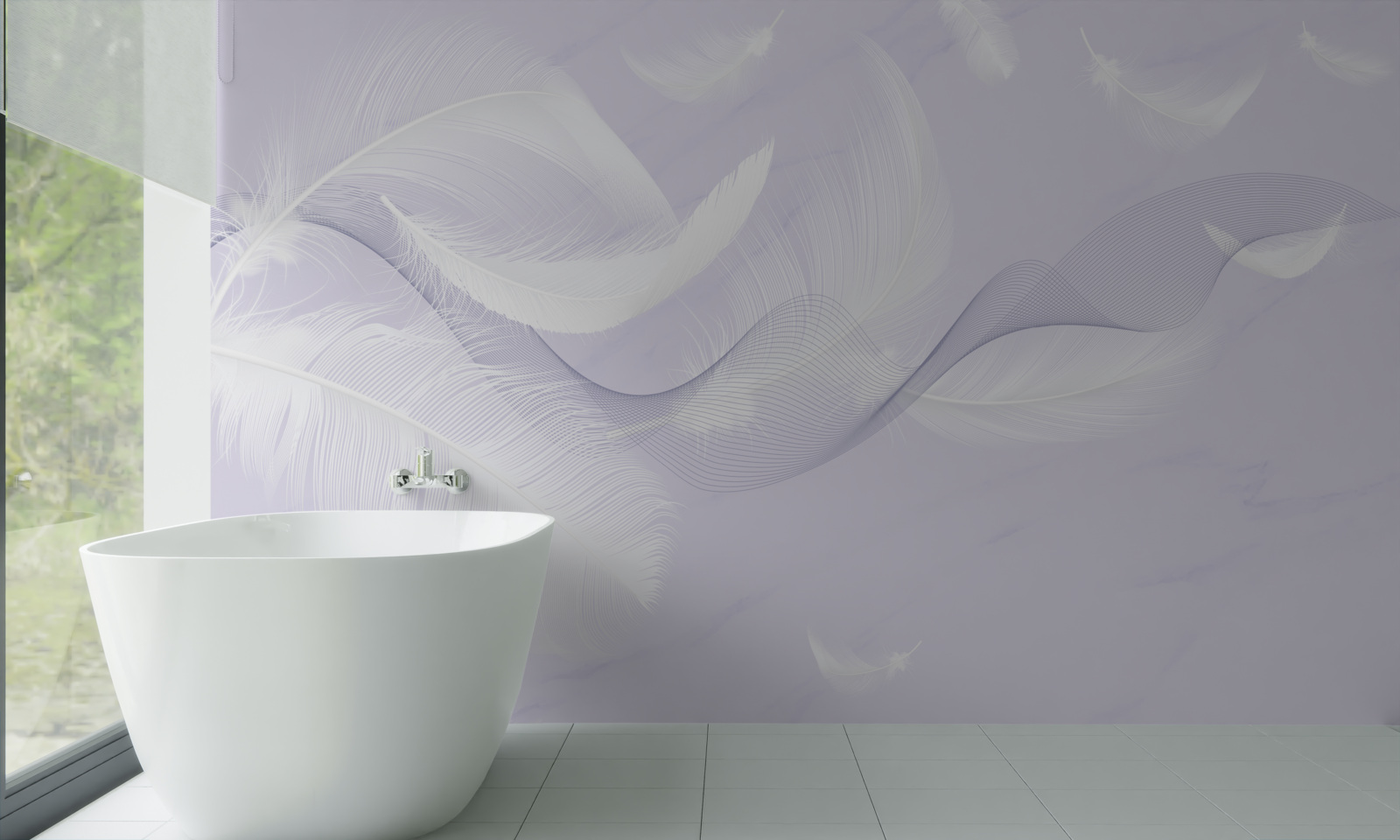 Fototapet Pene albe ca zăpada, aerisite