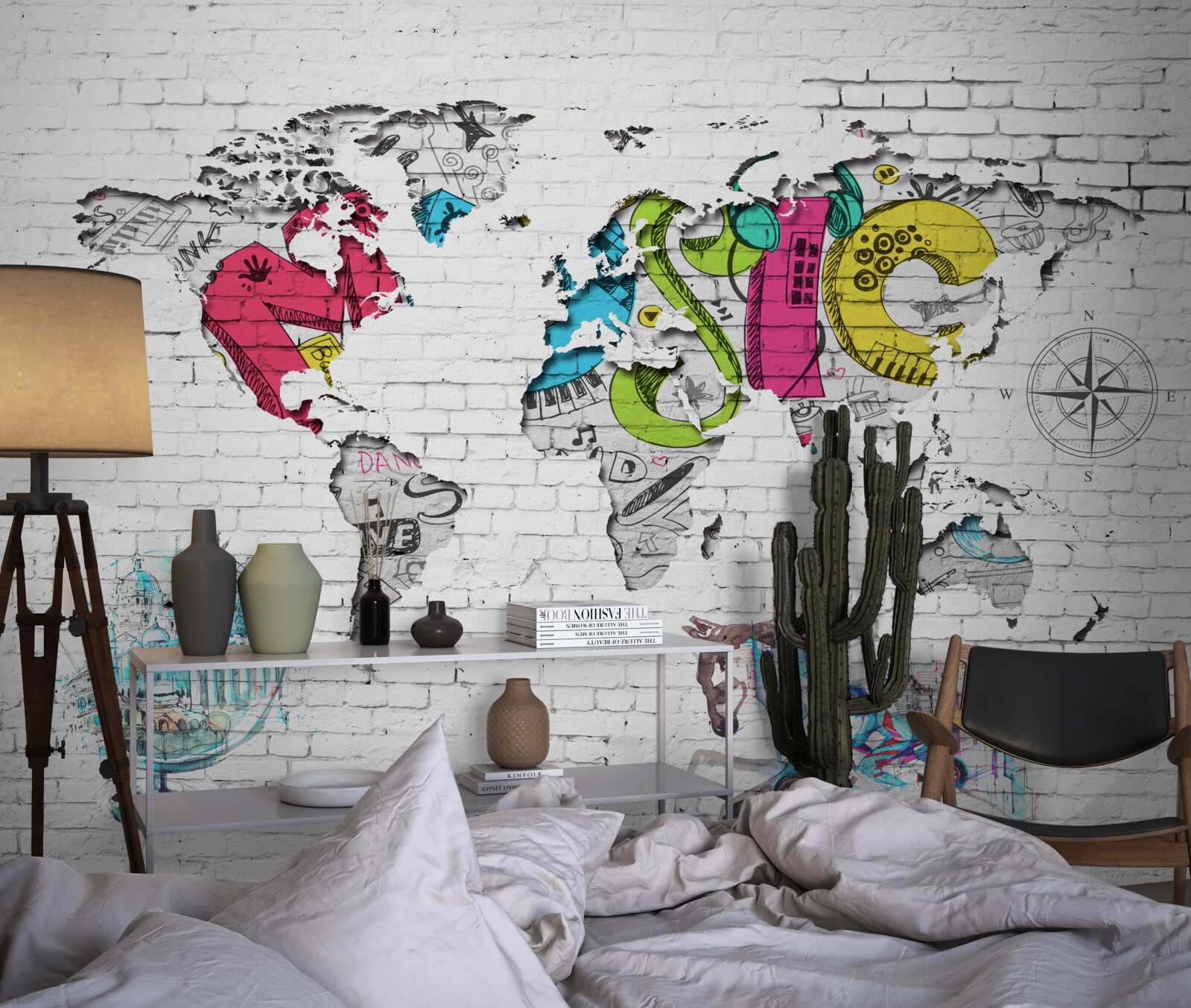 Fototapet graffiti sub forma unei hărți a lumii