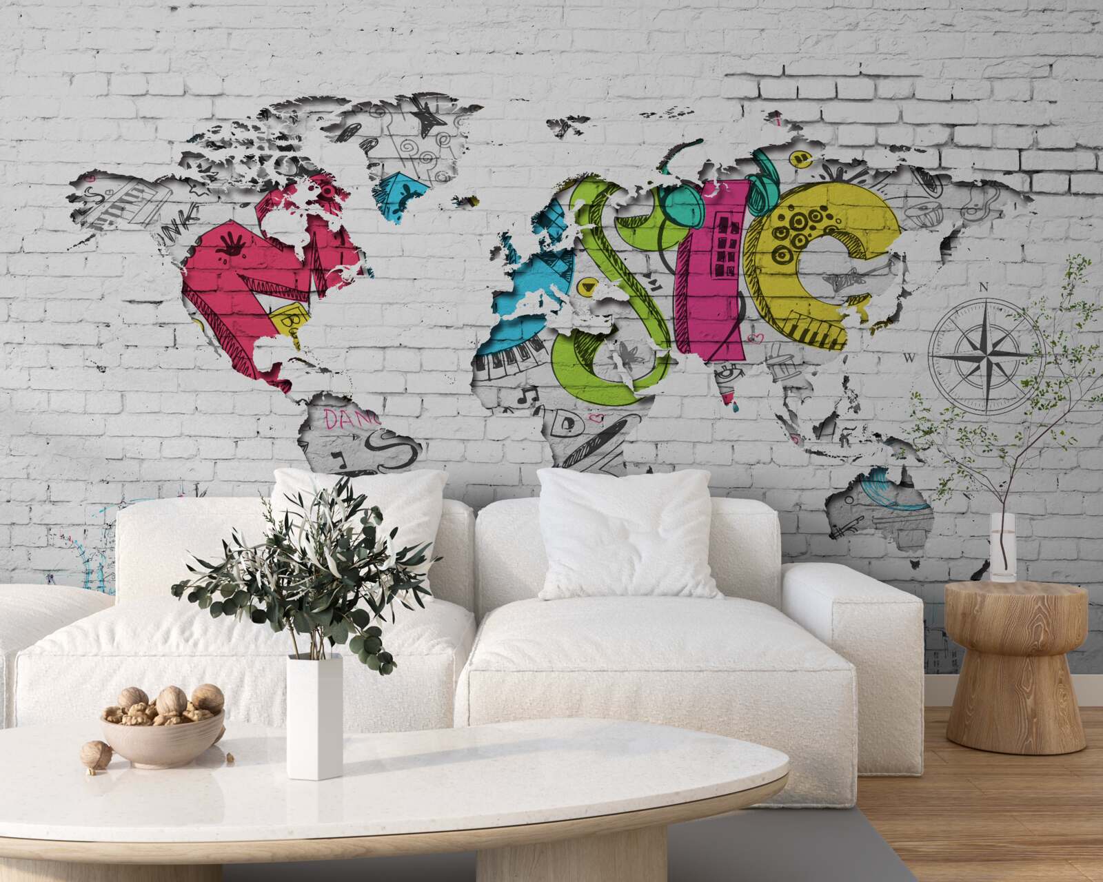 Fototapet graffiti sub forma unei hărți a lumii