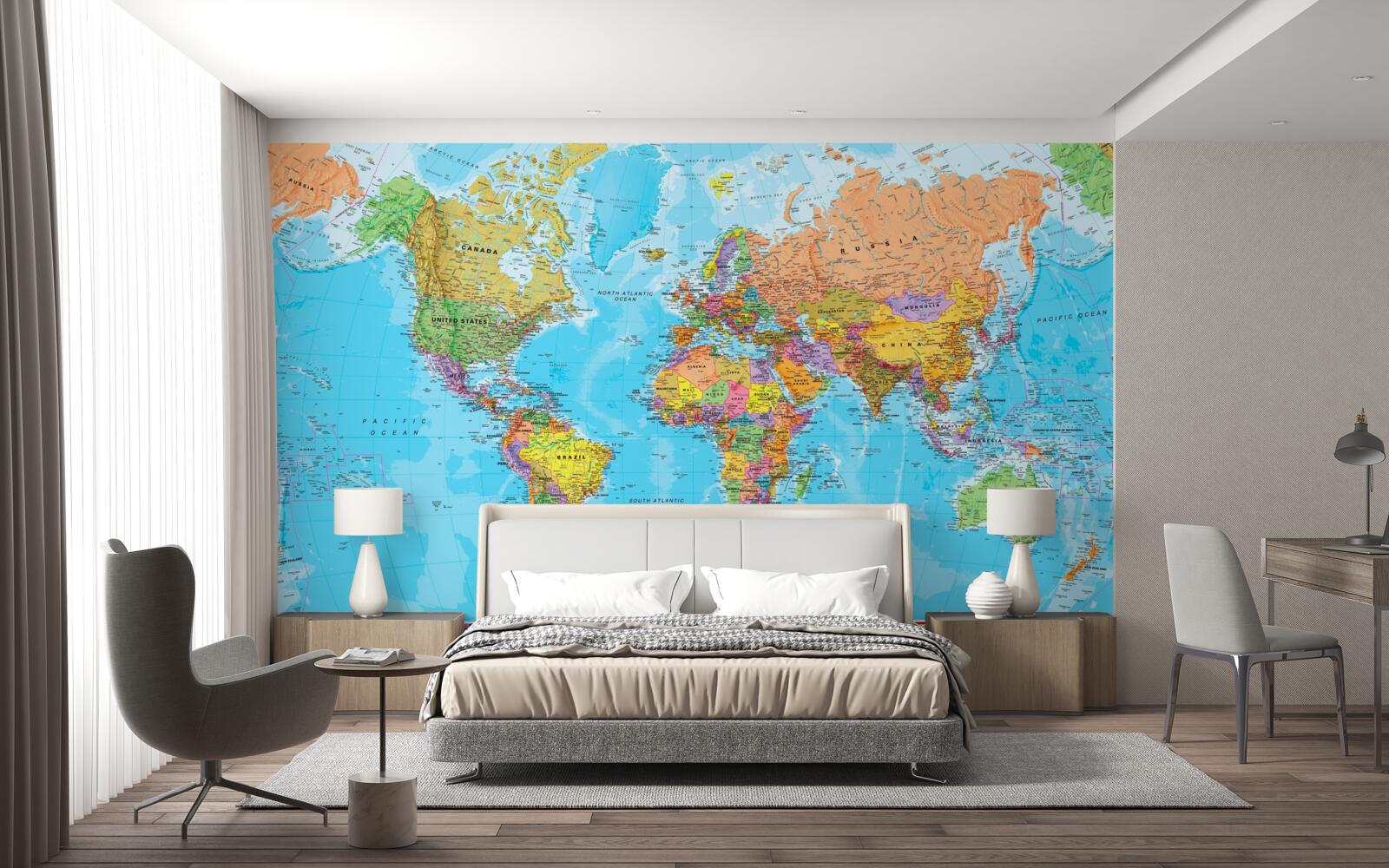 Fototapet hartă a lumii cu steagurile țărilor