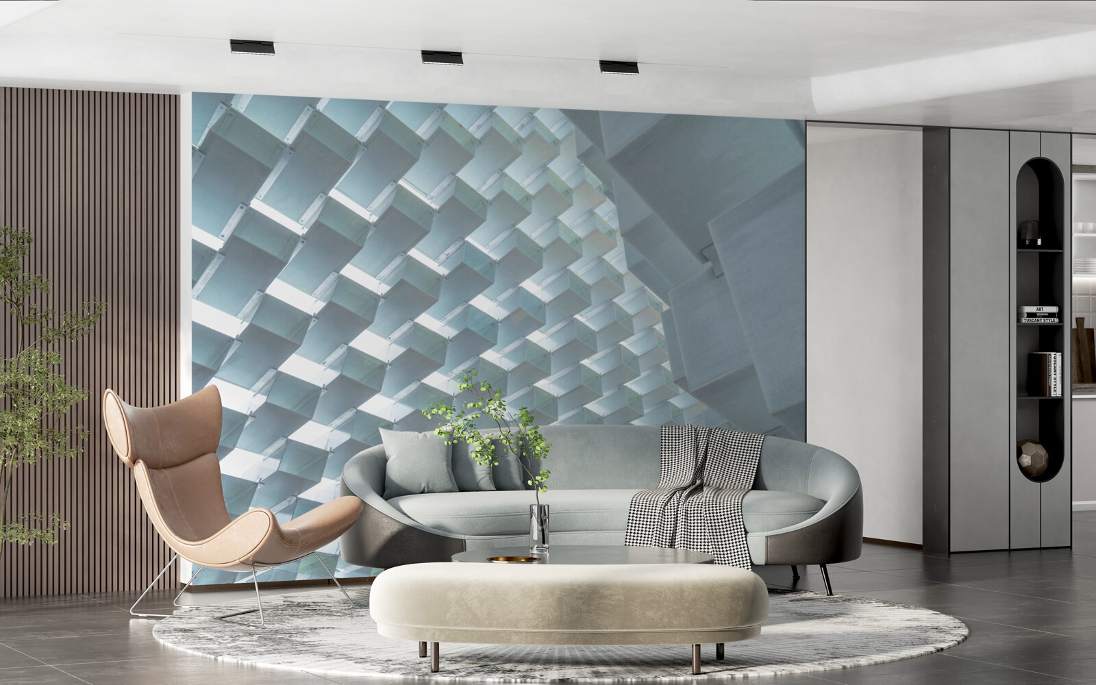 Fototapet Perete cu dreptunghiuri plutitoare în 3d