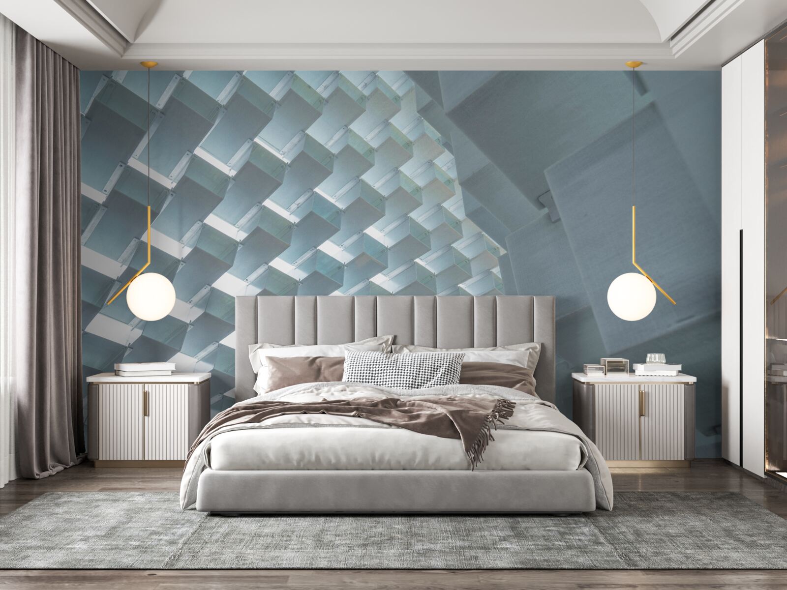 Fototapet Perete cu dreptunghiuri plutitoare în 3d