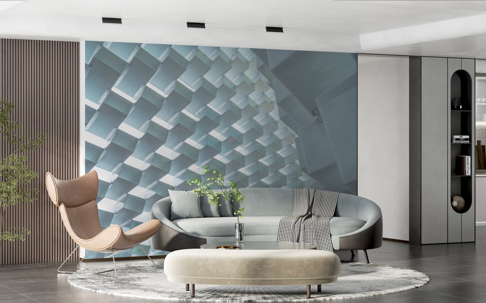 Fototapet Perete cu dreptunghiuri plutitoare în 3d