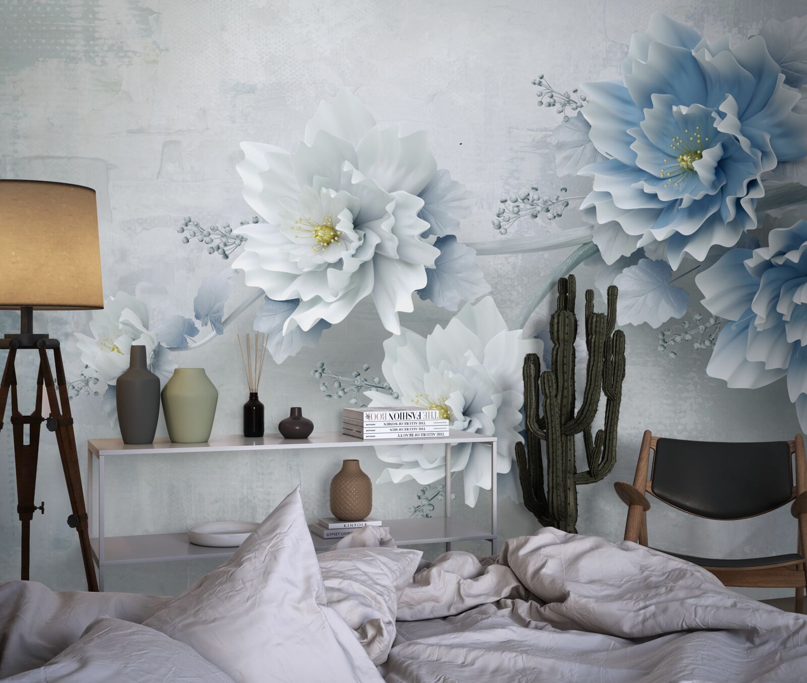 Fototapet flori albastre pe o zi înnorată