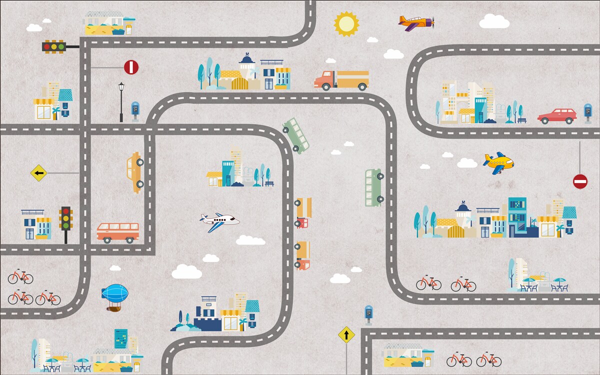 Fototapet drumuri urbane pentru copii