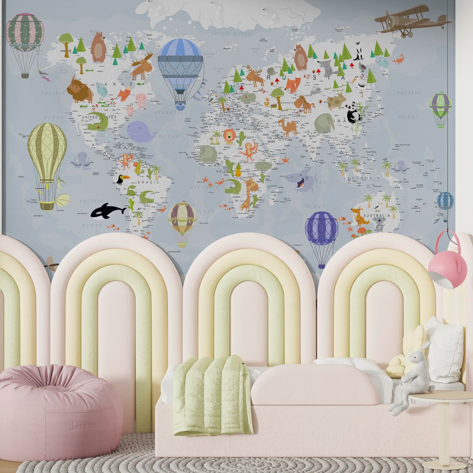 Fototapet harta lumii cu baloane