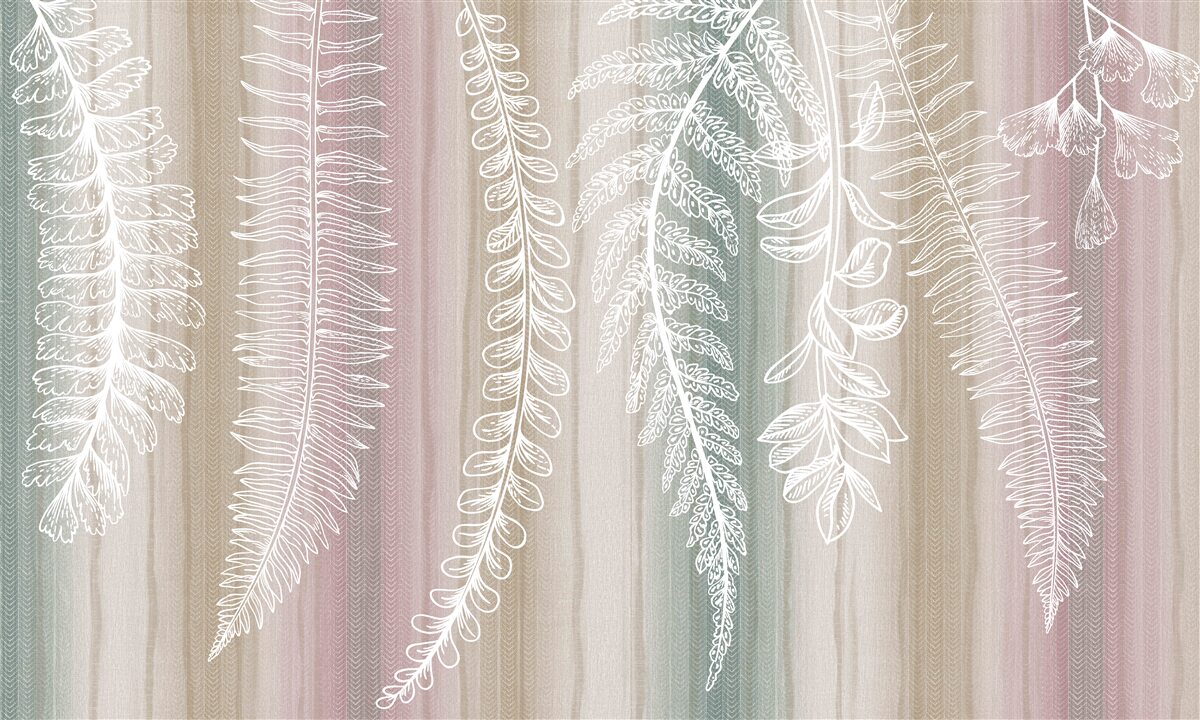 Fototapet frunzele sunt albe cu un model abstract