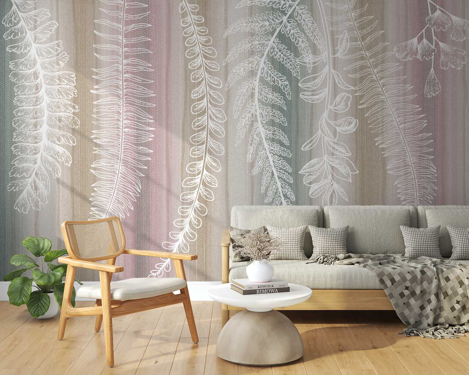 Fototapet frunzele sunt albe cu un model abstract