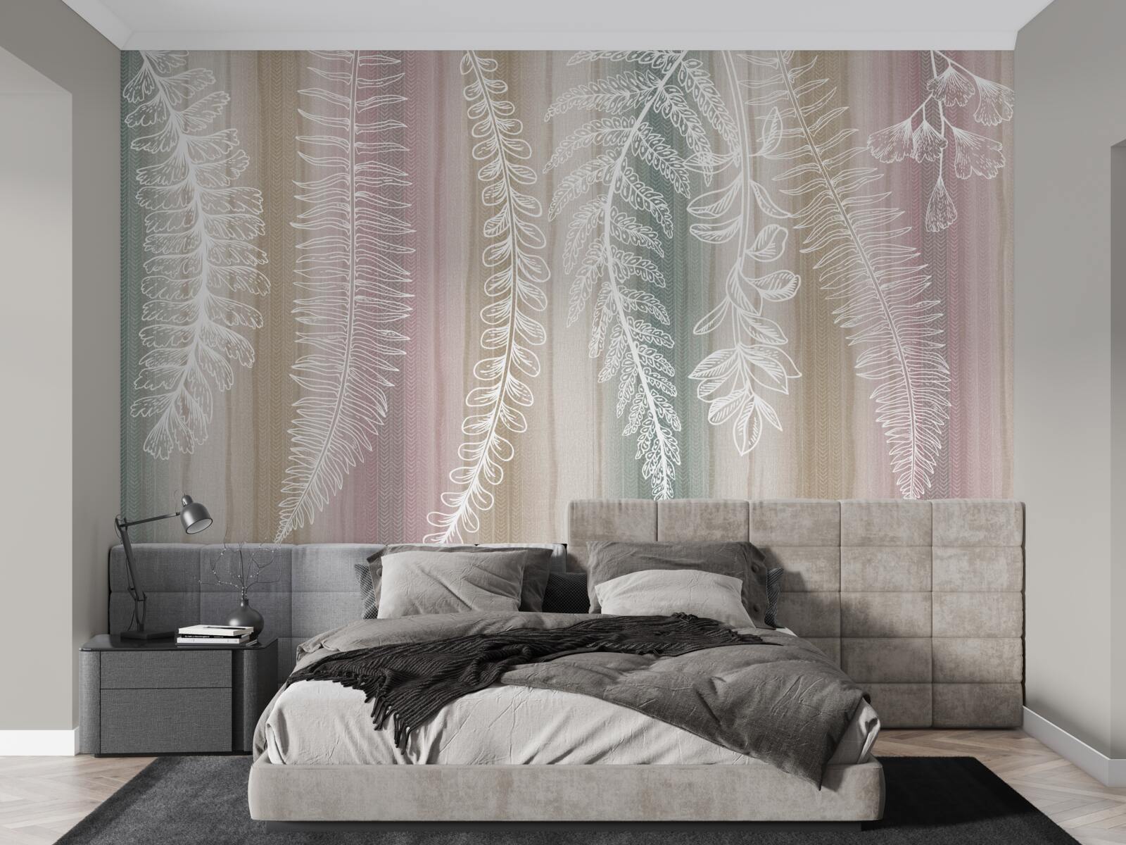 Fototapet frunzele sunt albe cu un model abstract