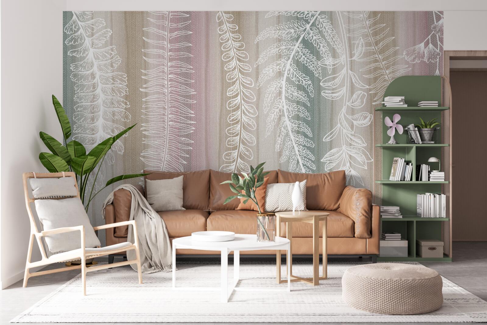 Fototapet frunzele sunt albe cu un model abstract