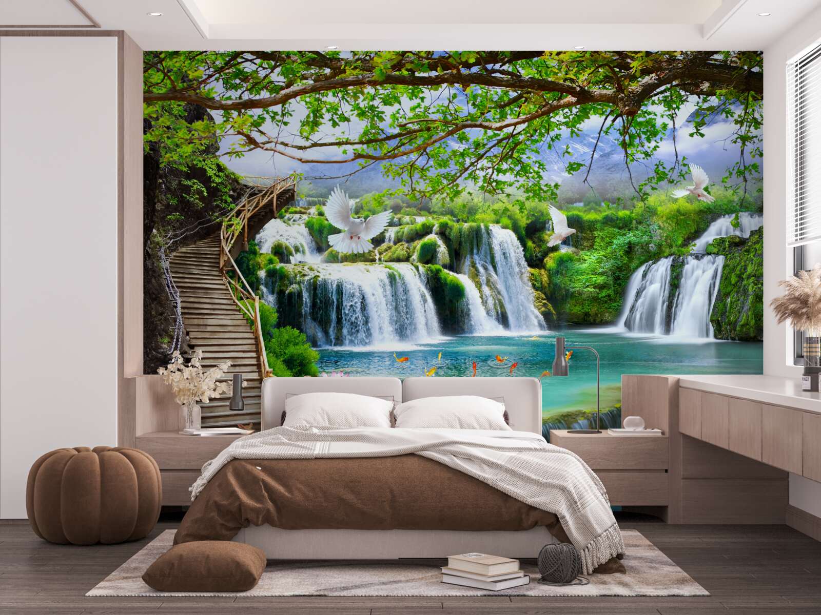 Fototapet fotografie cu cascade și vegetație verde