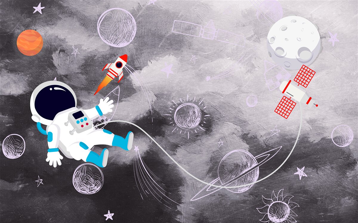 Fototapet astronaut în spațiul fără aer