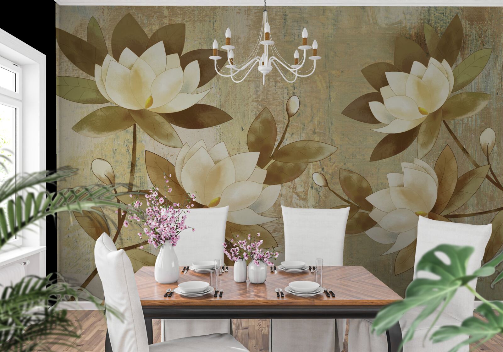 Fototapet pictura lotus acuarelă