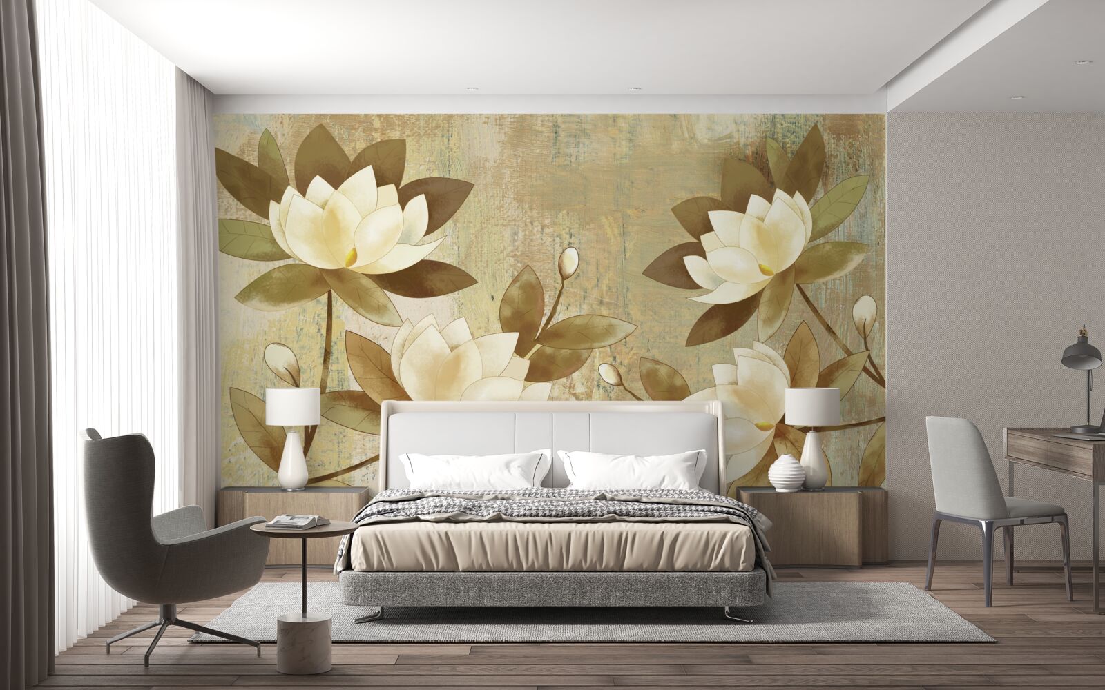 Fototapet pictura lotus acuarelă