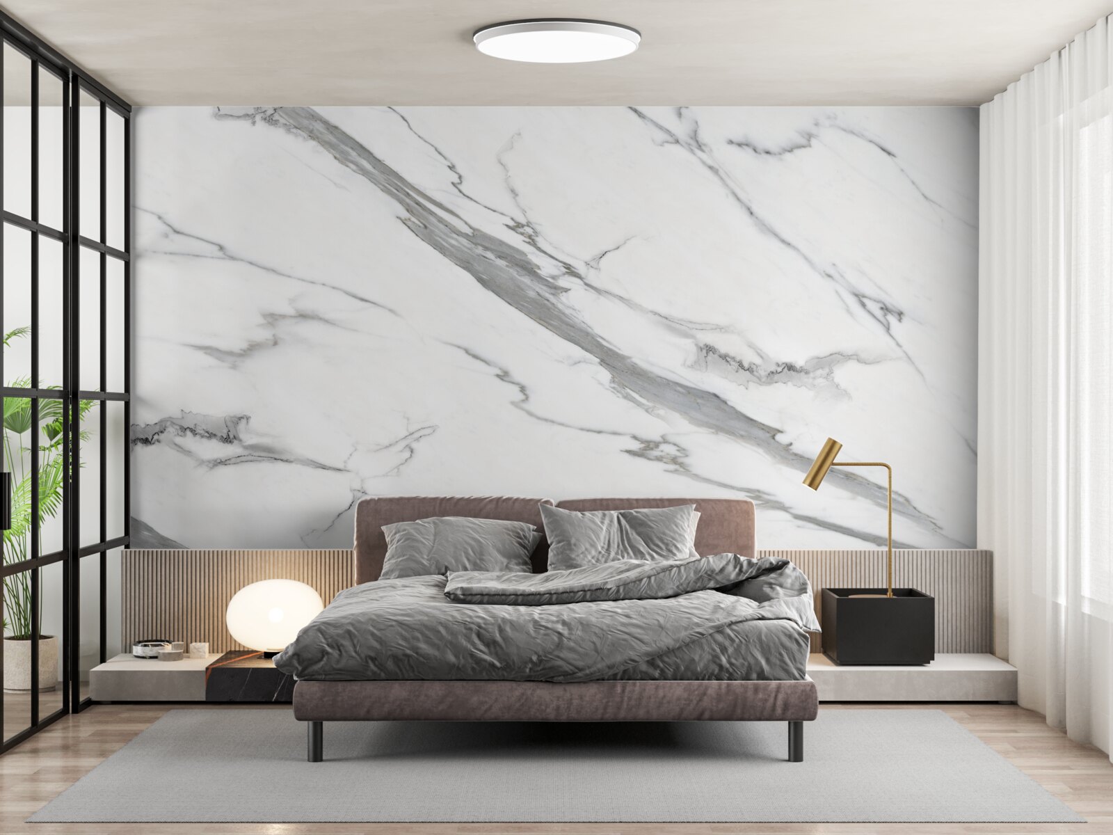 Fototapet marmură albă cu modele gri