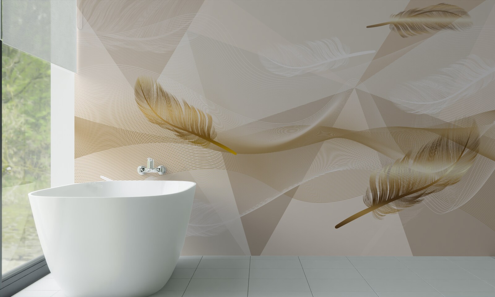 Fototapet pene zburătoare și forme geometrice