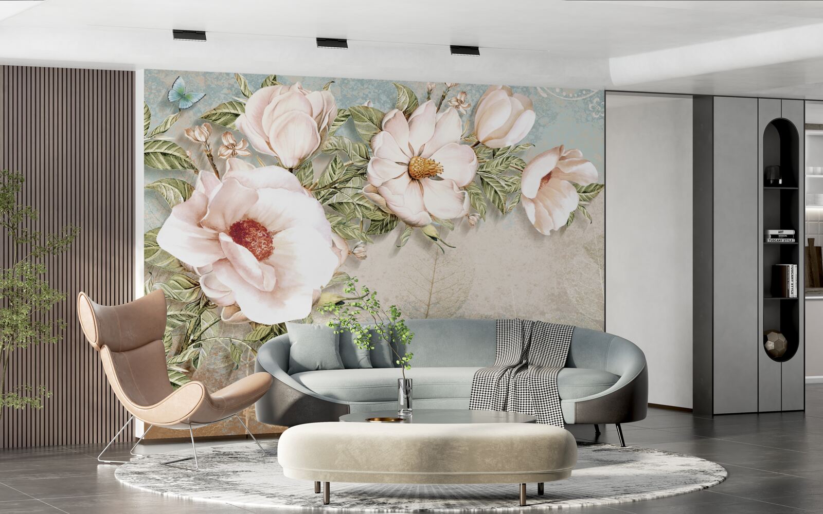 Fototapet muguri de flori luminoase pe un fundal abstract