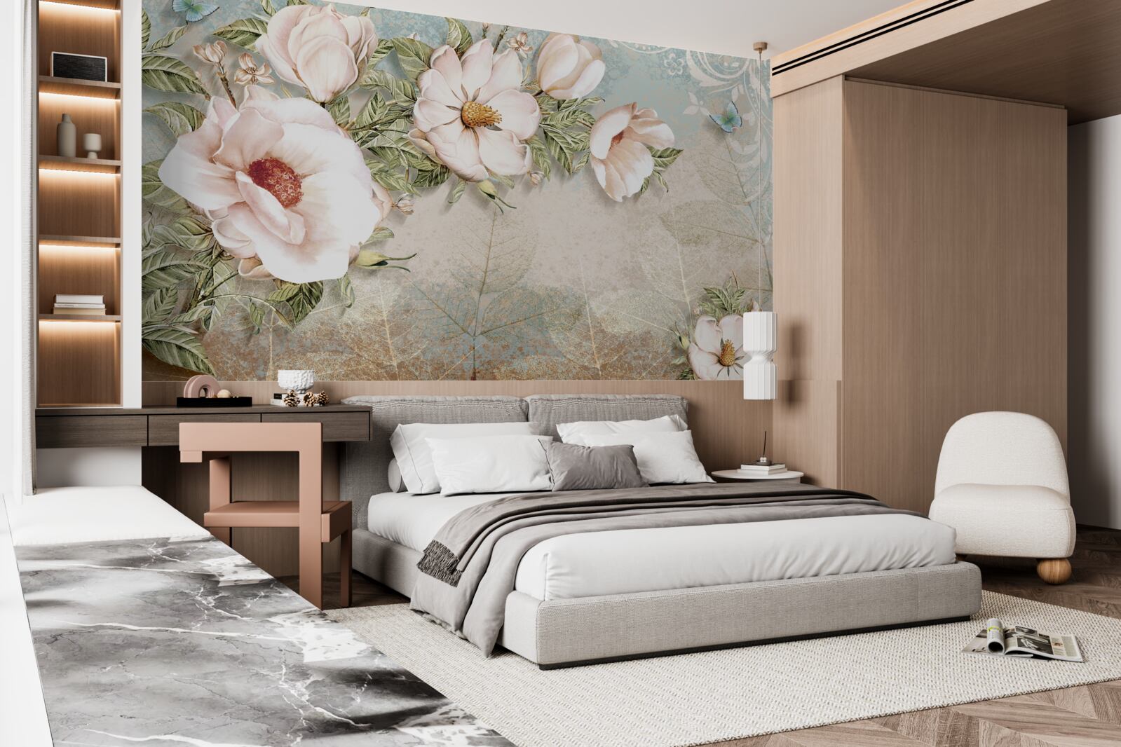 Fototapet muguri de flori luminoase pe un fundal abstract