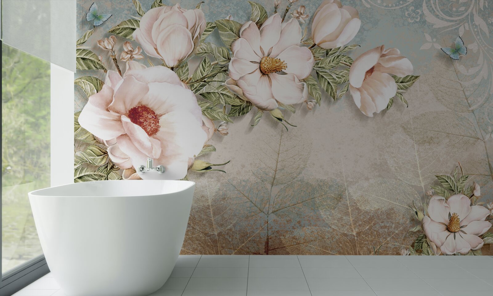 Fototapet muguri de flori luminoase pe un fundal abstract