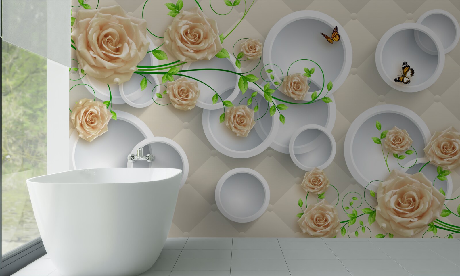 Fototapet cercuri cu modele de trandafiri