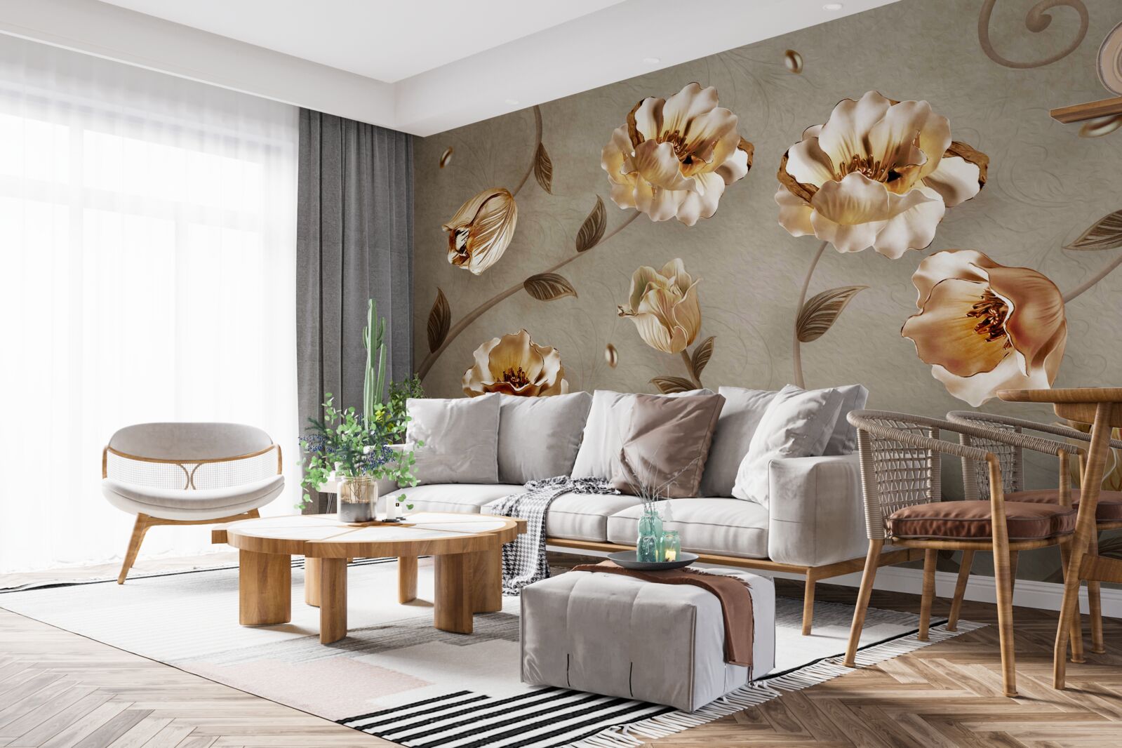 Fototapet flori din aur