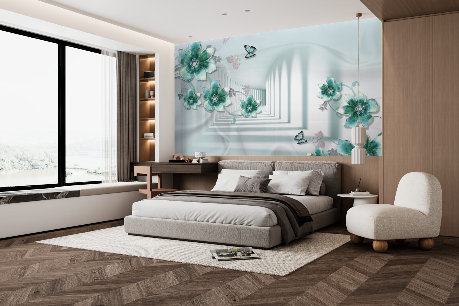 Fototapet tunel tridimensional cu vegetație verde