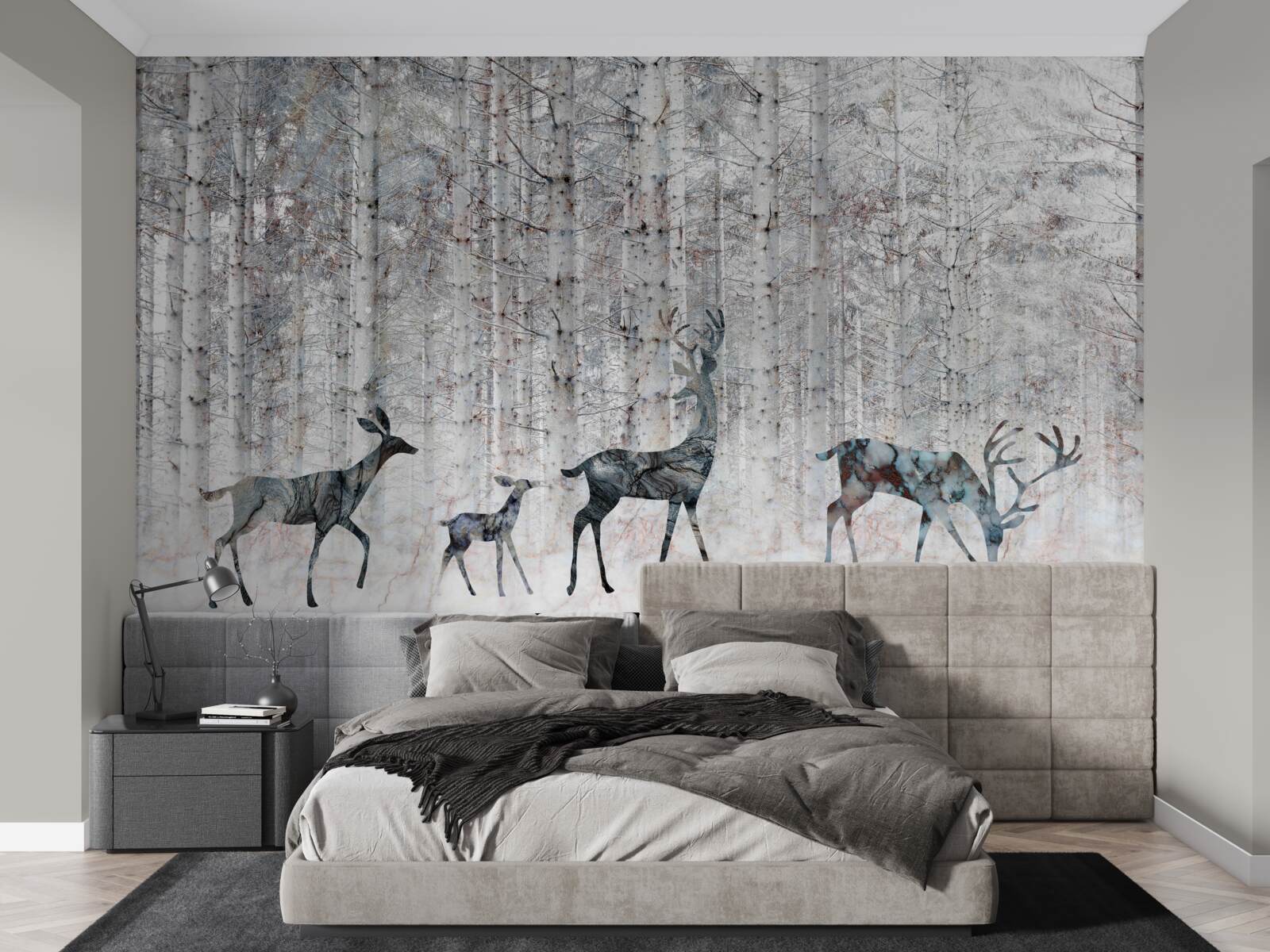 Fototapet căprioară într-o pădure de iarnă