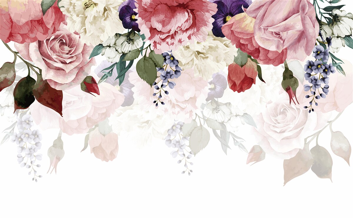 Fototapet compoziție de flori care cad