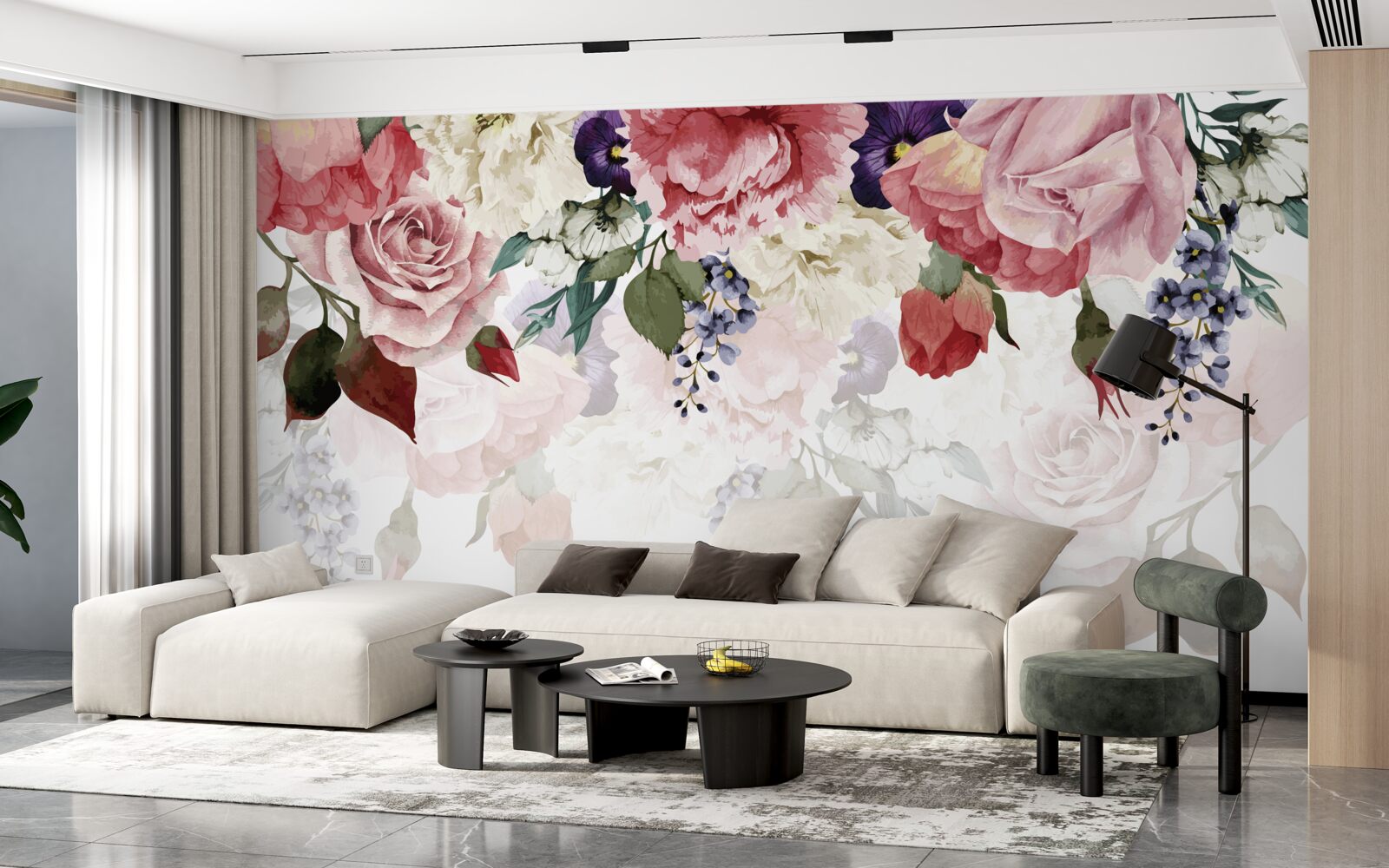 Fototapet compoziție de flori care cad