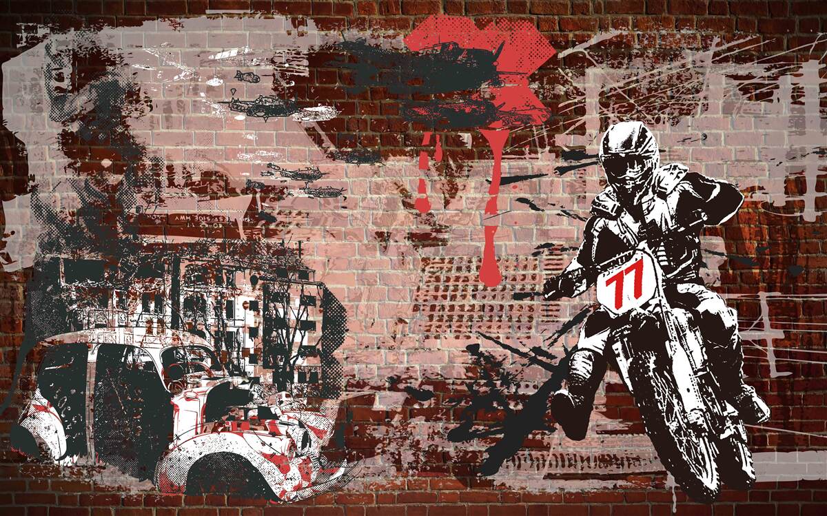 Fototapet biciclist pe o motocicletă